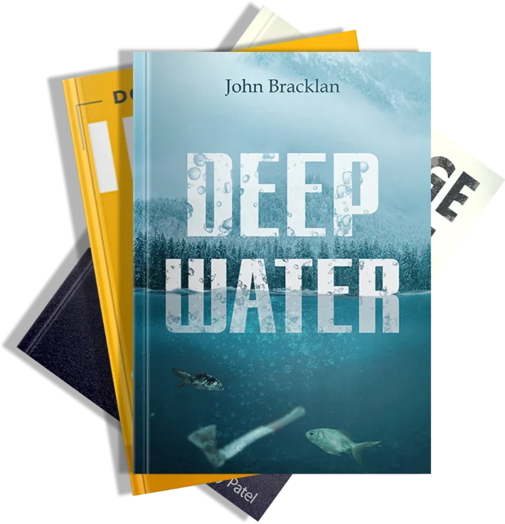 Stack of books including Deep Water by John Bracklan